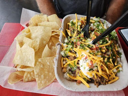 Burrito bowl with barbacoa meat