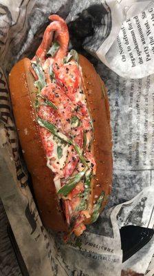 Lobster roll with mayo and chives