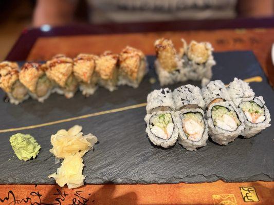 Angry Dragon Roll and Shrimp w/cucumber Roll
