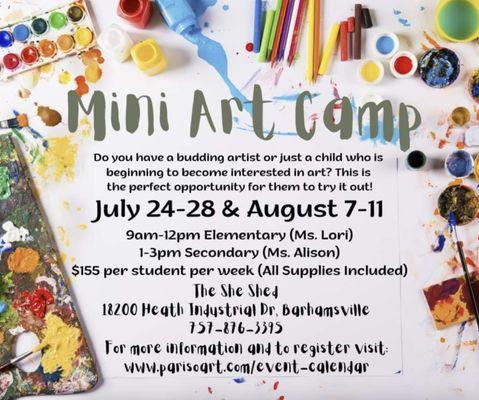 Do you have a budding artist? Call Ms. Lori to reserve your spot! (757) 876-3395
