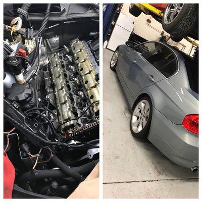 Misfire diagnostics, valve cover gasket replacement, and spark plug replacement on this BMW 335i