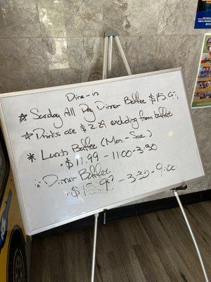 Here are the buffet prices.