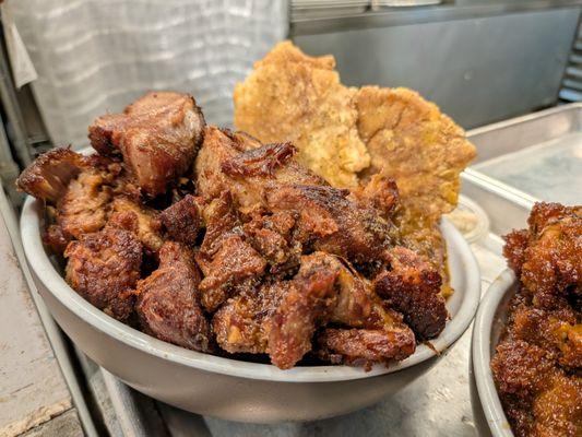 From Haiti with Love (Griyo). Deep-fried Kreyol-style slow-braised pork. With banan payzay and toofay. $18. Manjay at The Citadel.