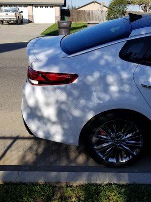 Repaired bumper and tail light.