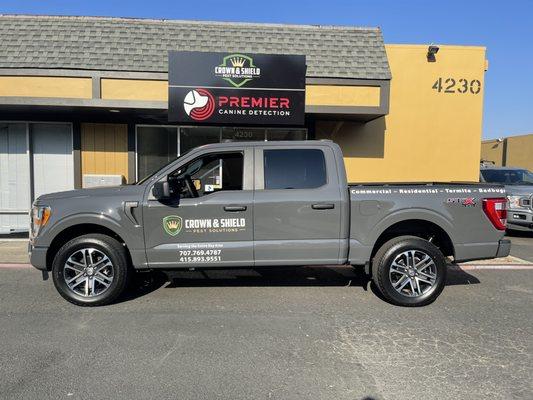 One of our service vehicles in front of our main office/warehouse in Petaluma!