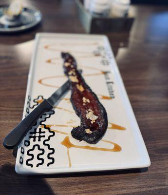 Billionaire's bacon perfectly crispy on the sides, tender inside.