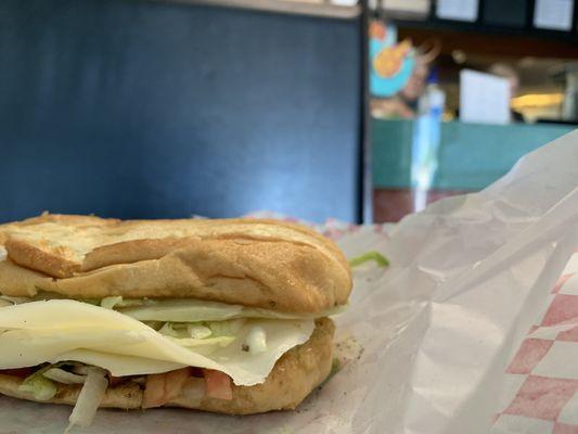 Customized sub with Provolone and veggies