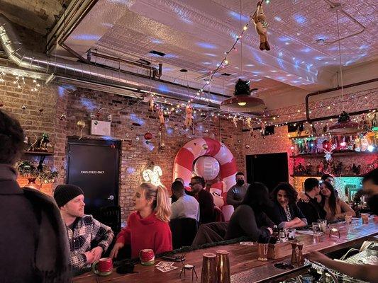 Interior decorated with holiday theme