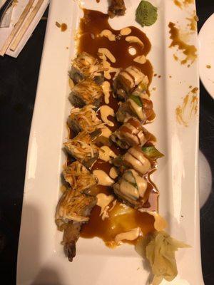 Roll saturated in sauce and grease.