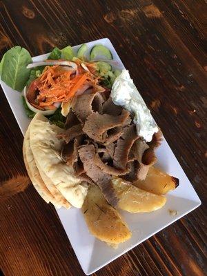 Got the lamb & beef gyro platter. So good! Seriously! And healthy. All for $13. I paid extra because i wanted the lemon potatoes.