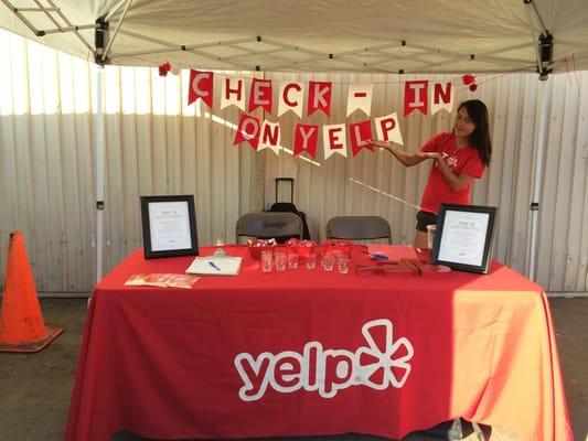 Check in at the yelp booth for free shwag!