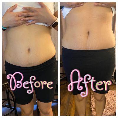 Before and after a 1 hour session with me