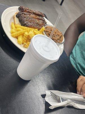 Ribs, French fries and baked beans!!!!