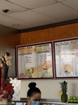 Juice menu