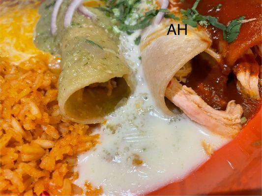 Close up of Mexican Flag Tamales. Yuck