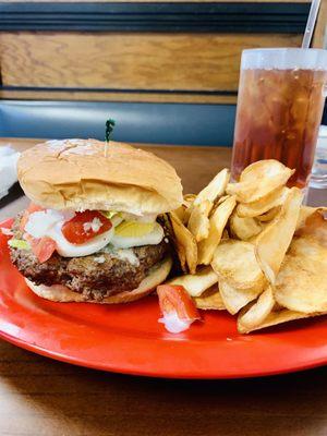 Cobb Burger and chips