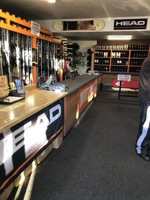 Inside the rental store.