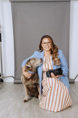 Katelin and her oldest dog Captain! Her muse for her photography!