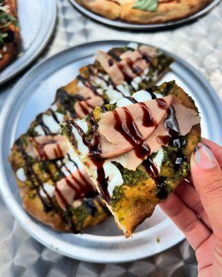 Basil Mortadella Pinsa