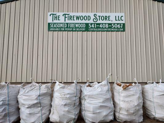 Our firewood store in Prineville. Easily pickup dry indoor stored firewood year around