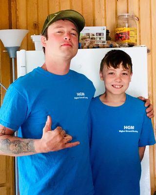This is myself and my son in the shirts done by Bob