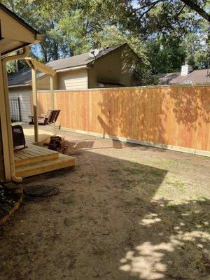 Cedar fencing with treated top cap and treated kicker board