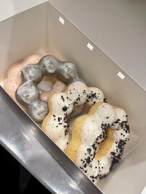 Cookies and cream, taro and strawberry