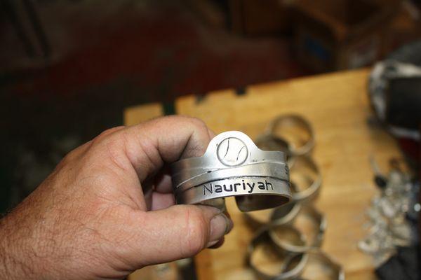 Softball award cuff, by Fugawwee Custom engraved with team and player