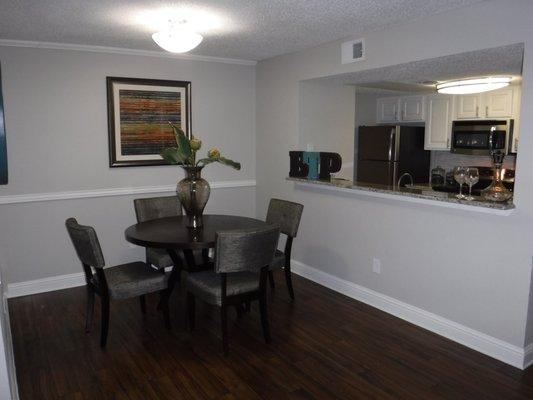 Every apartment has a dining room.