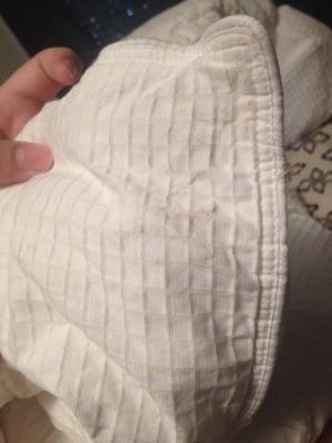 Dirty corner on the crusty duvet
