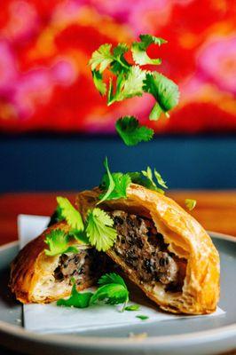 Delcious lunch pastry (Pate Chaud) - ground pork filling with wood ear mushrooms