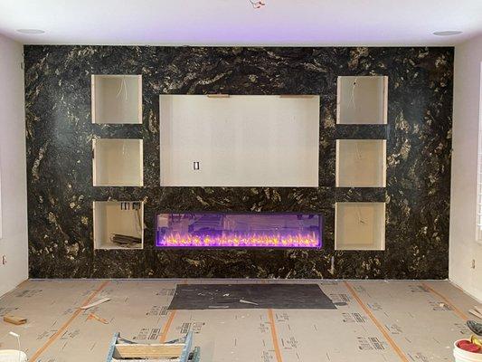 Fireplace wall installation