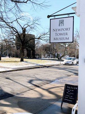 View of the Newport Tower from the Newport Tower Museum