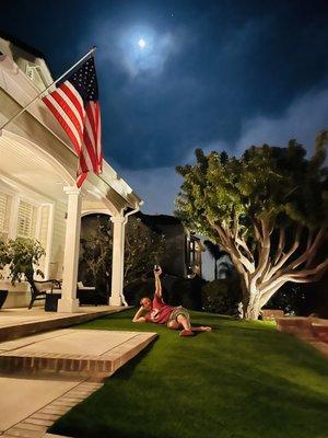 My husband enjoying a good IPA on his new turf