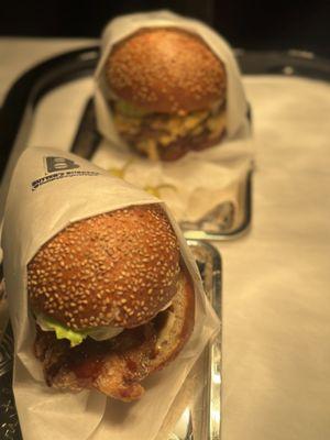 "The Royale" aka the quarter pounder with cheese and "The Free Bird" - Japanese style fried chicken sandwich