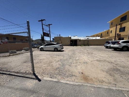 Parking lot from the alley.