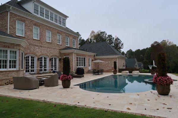 Travertine pool surround