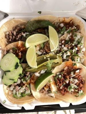 Carne Asada y Al Pastor tacos