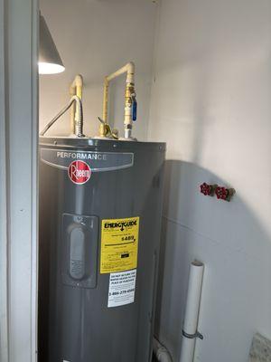 Water heater replacement, with brass ball valve, they work great and are more durable than plastic valves.