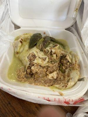 Gross shrimp burrito with only 2 pieces of tiny shrimp.