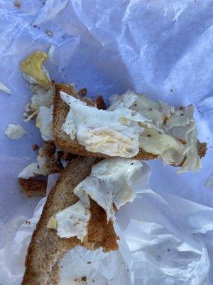14. Three Egg Whites and Turkey on A Whole Wheat Toast Breakfast. With egg yolk. And egg shell :(