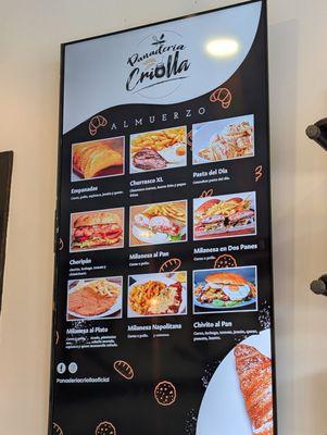 Lunch menu
