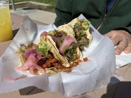 L-r: pork, chicken, beef.