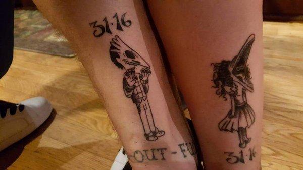 Beetlejuice halloween vacation tattoos. His and hers