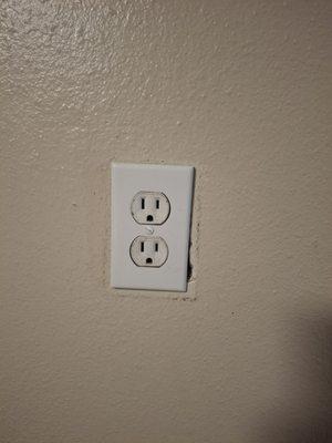 One outlet and a gap for critters to come in.