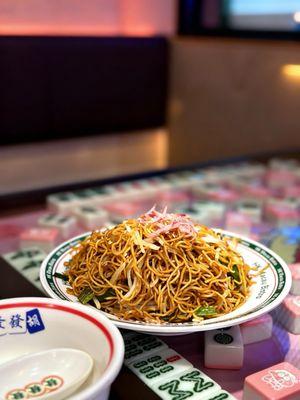 Soy sauce fried noodle as part of the breakfast set