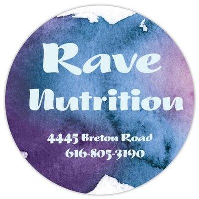 Rave Nutrition Logo, address and phone number
