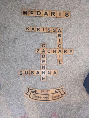 Scrabble style project with family names