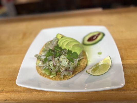 Tostada agua chile fresaca y rica
