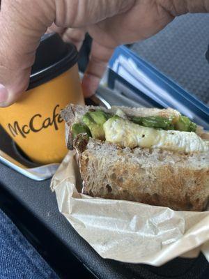 Homemade breakfast sandwich and. McCafé